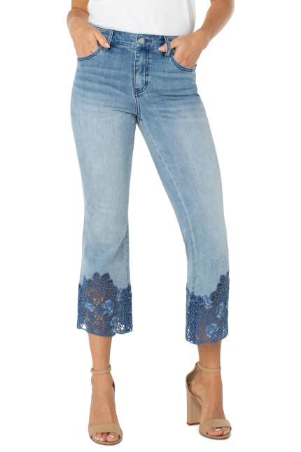 Liverpool Hannah Crop Flare with Crochet Hem