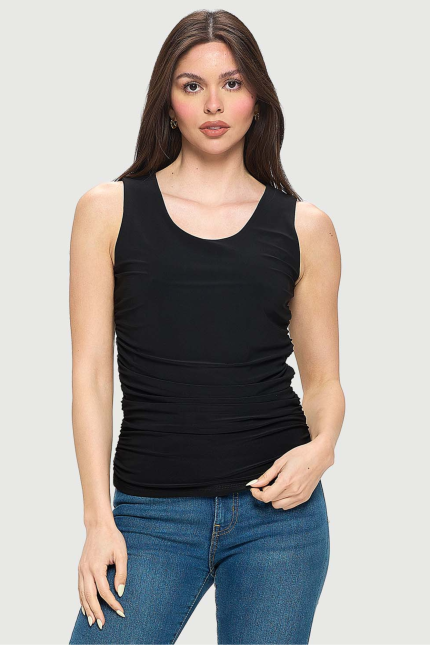 Side Ruched Tank Black